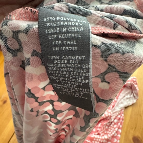 Sharagano Pink and White Polka Dot Dress NWOT Size 6 Tie Front V Neck - Picture 5 of 5